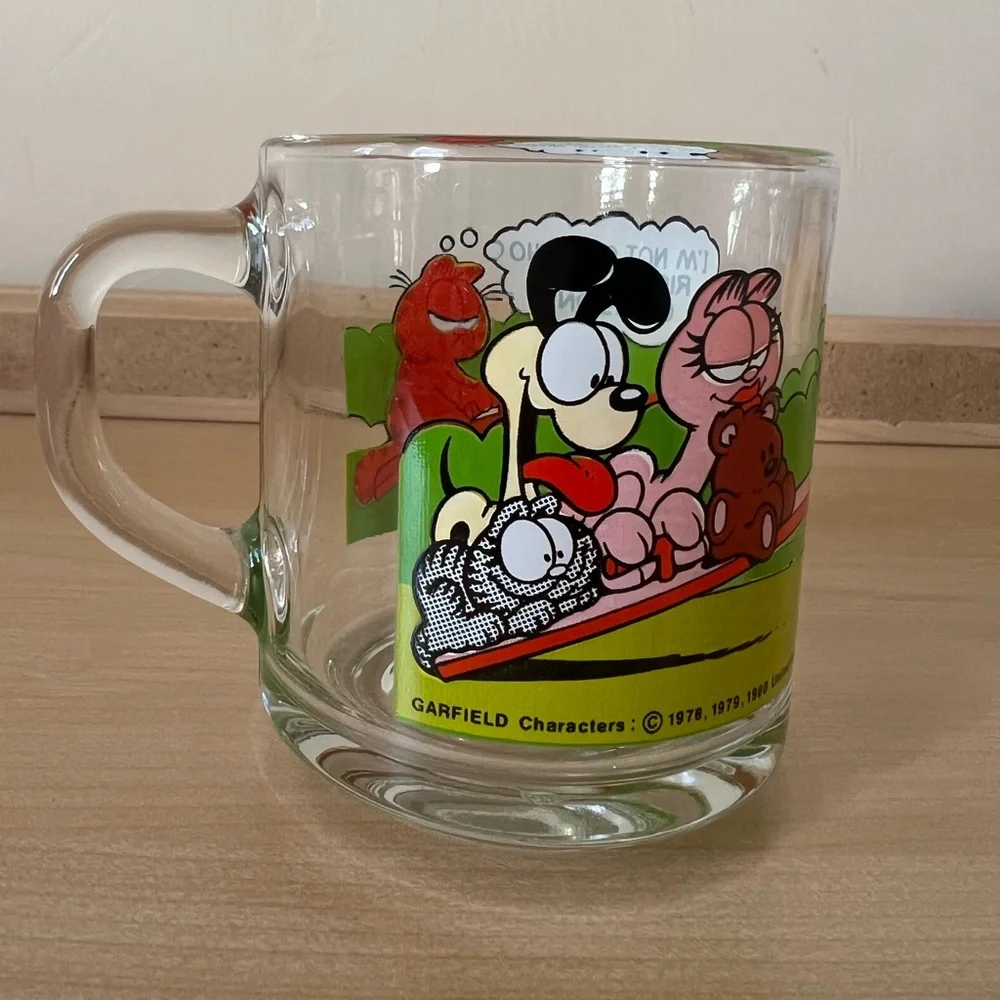 Vintage Garfield Odie McDonalds Glass Mug Cup Jim Davis 1970'S, 1980'S Comic